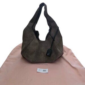 Stuart Weitzman The Moda Textured Suede Hobo Bag Charcoal New $850